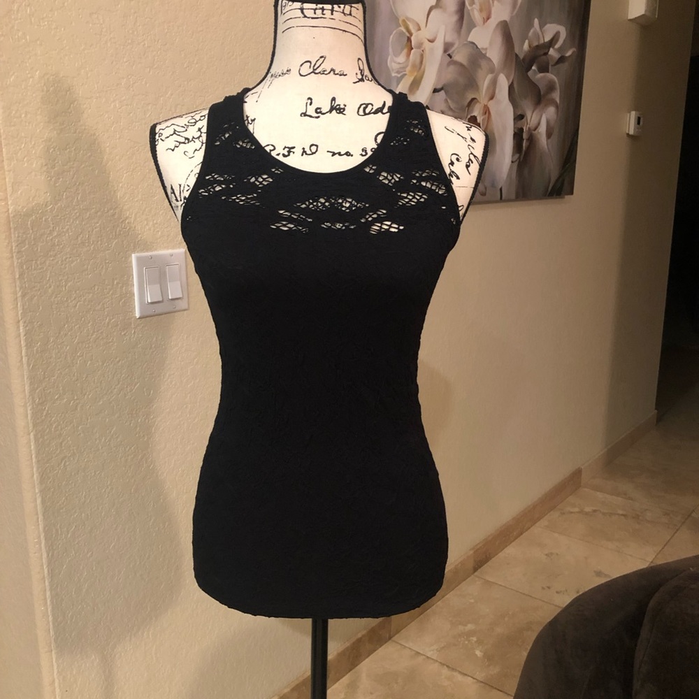 Black lace racer back tank top size small